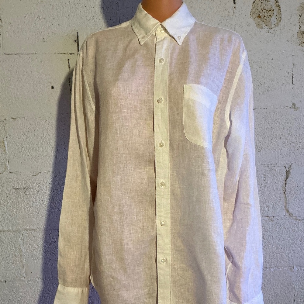 Like New Men’s J.Crew Irish Linen Button Down in White